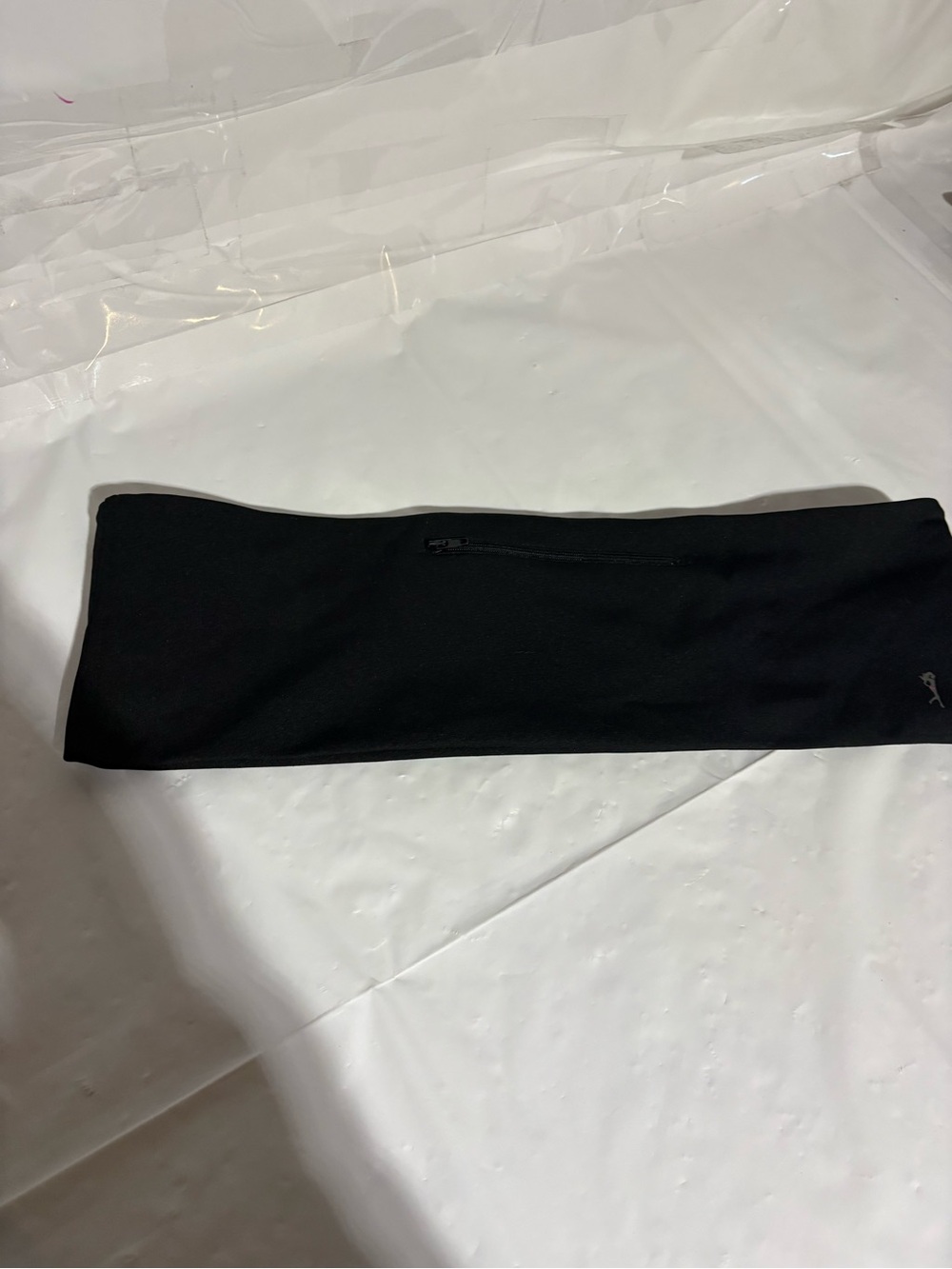 Black Stretch Waist Belt with Secure Zip Pocket